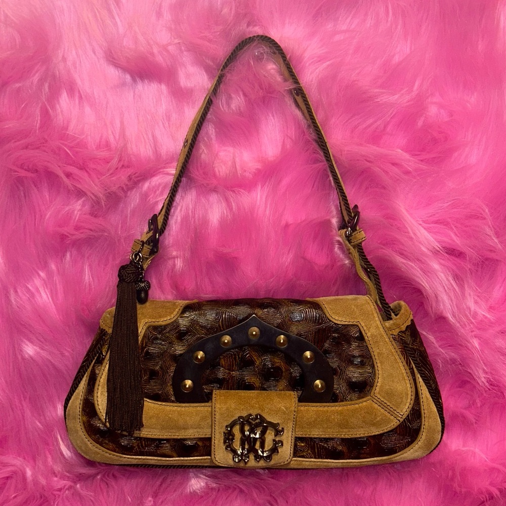 Roberto Cavalli Tortoise Skin and Suede Leather Handbag - Picture 5 of 5